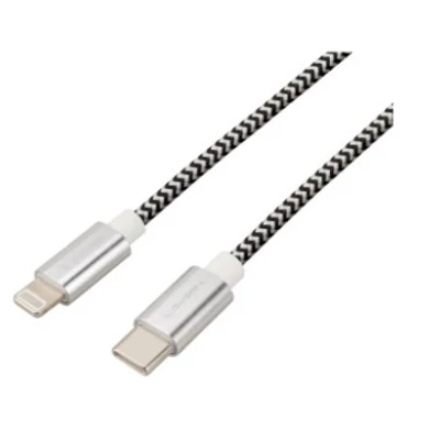 GOGEN LIGHTNING KABEL 1M,TEKSTILNI,SREBRENI