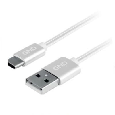 GND TYPE-C KABEL 2M,TEKSTILNI,SREBRENI