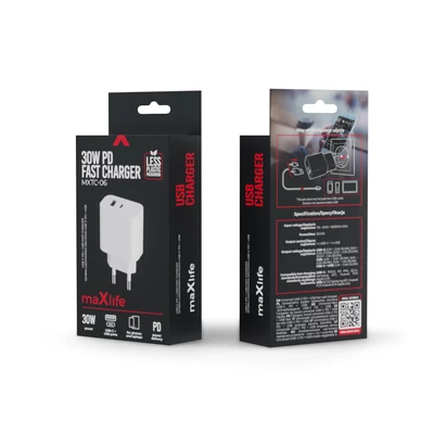 MAXLIFE FALI TÖLTŐ 1USB+1USB TYPE-C 30W