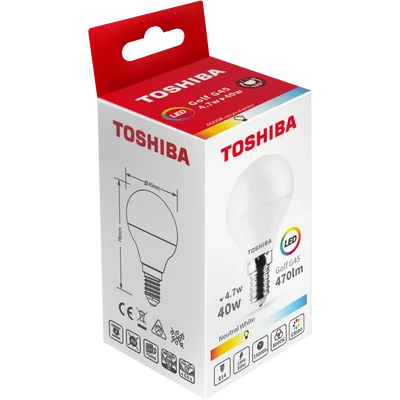 TOSHIBA LED FÉNYFORR. G45 E14 4.7W 4000K
