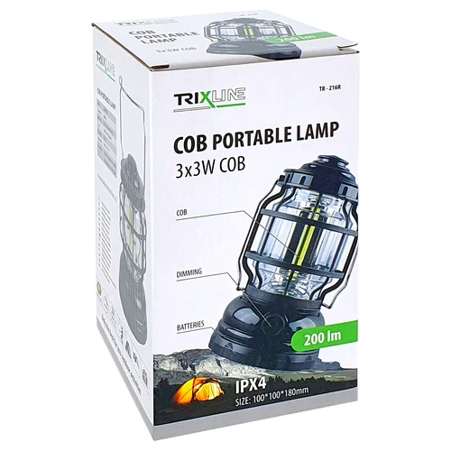 TRIXLINE COB LED KEMPINGLÁMPA FEKETE