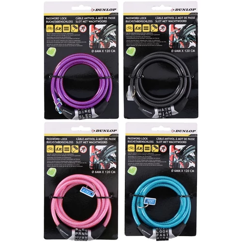 DUNLOP SZÁMZÁRAS KERÉKPÁR KÁBEL 6X120CM