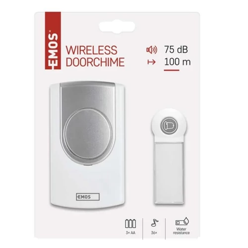 EMOS VEZETÉK NÉLKÜLI CSENGŐ, 3XAA, FEHÉR