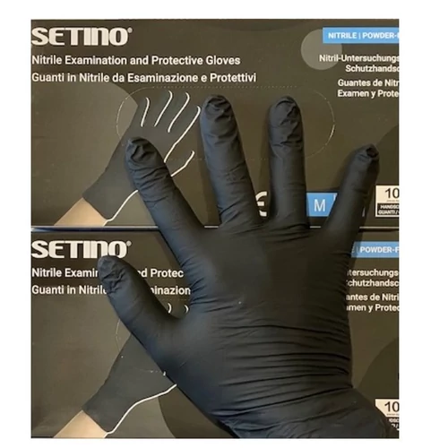 FEKETE KESZTYŰ NITRIL PÚDERMENTES  M