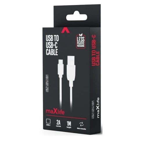 MAXLIFE USB-USB-C KÁBEL 1M 2A FEHÉR