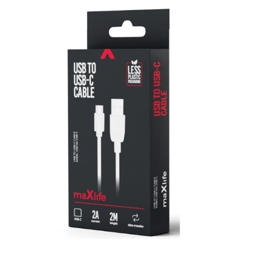 MAXLIFE USB-USB-C KÁBEL 2M 2A FEHÉR