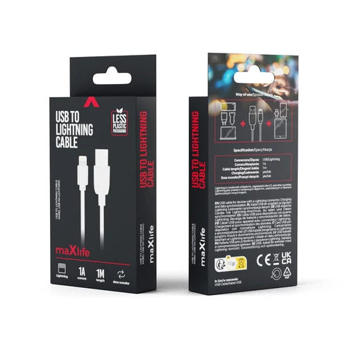 MAXLIFE USB-LIGHTNIGHT KÁBEL 1M