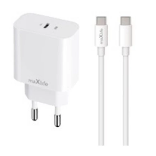 MAXLIFE TÖLTŐ PD/QC 20W USB-C+KÁBEL FEH.