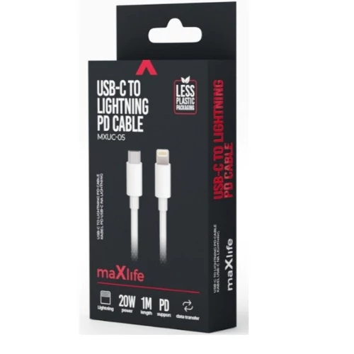MAXLIFE USB-C-LIGHTNING KÁBEL 1M 20W FEH