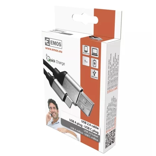 EMOS ADATKÁBEL 2.0 A/M-C/M TYPE-C FEKETE