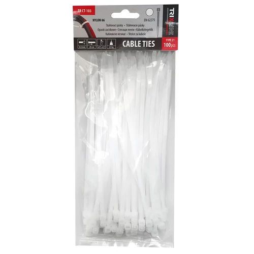 TRIXLINE KÁBELKÖTEGELŐ  200*4,8mm WHITE