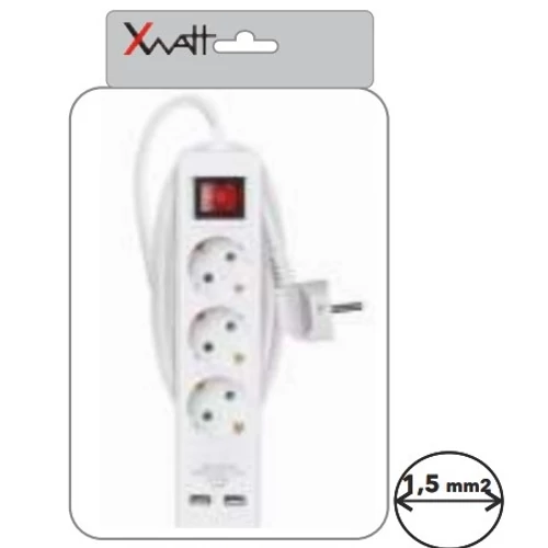 XWATT HOSSZAB.ELOSZ.KAPCS.3ALJ 1,5M 2USB