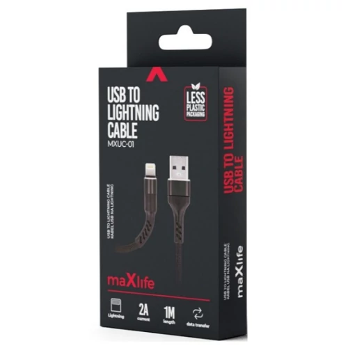 MAXLIFE USB-LIGHTNING KÁBEL 1M 2A BL NYL