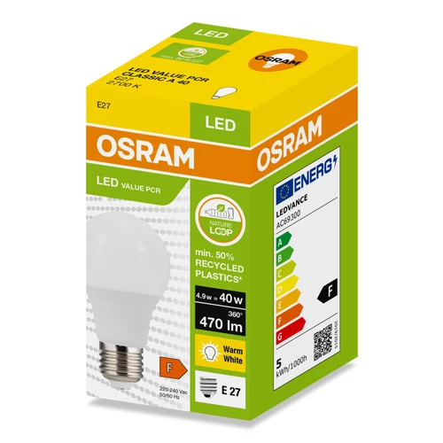 OSRAM LED PCR NORMÁL ŽARULJA 4.9W 2700K E27