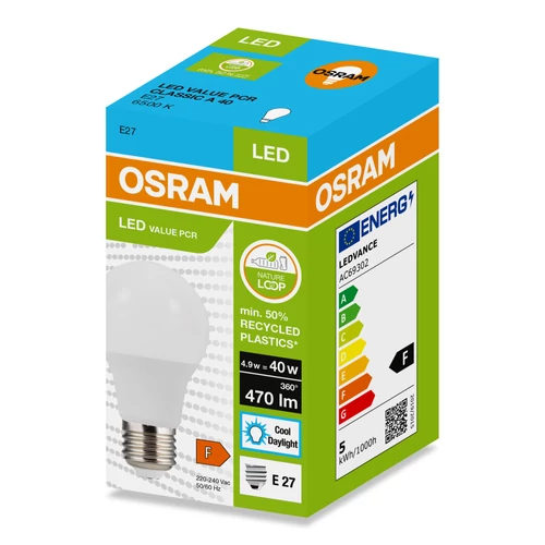 OSRAM LED PCR NORMÁL ŽARULJA 4.9W 6500K E27