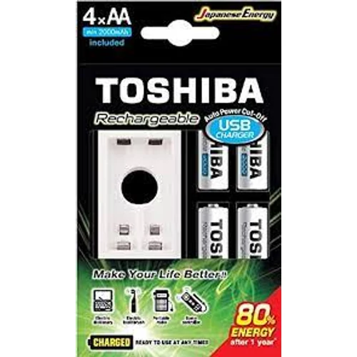 TOSHIBA TÖLTŐ+AKKU 4DB AA 2000 mAh