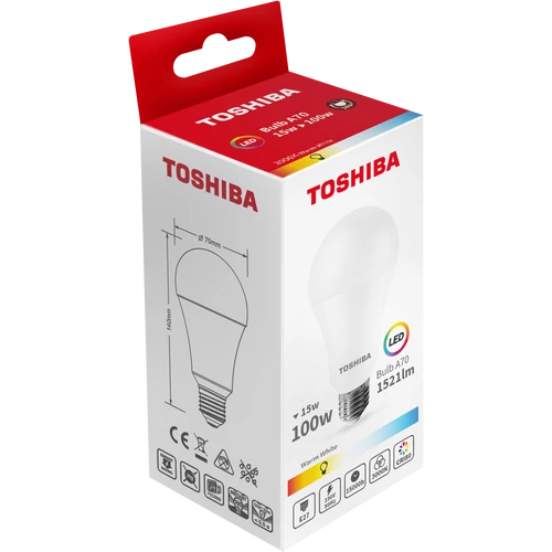 TOSHIBA LED FÉNYFORR. A70 E27 15W 3000K