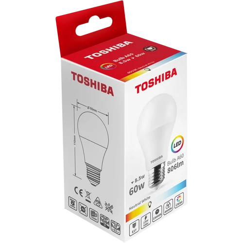 TOSHIBA LED FÉNYFORR. A60 E27 8.5W 4000K