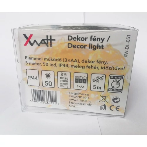 XWATT DEKOR FÉNY 5M 50 LED MELEG FEHÉR