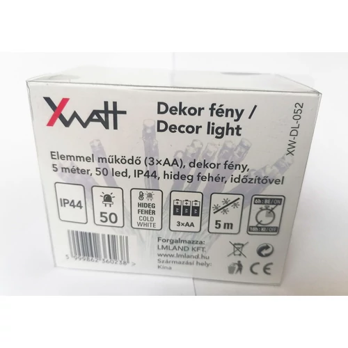 XWATT DEKOR FÉNY 5M 50 LED HIDEG FEHÉR