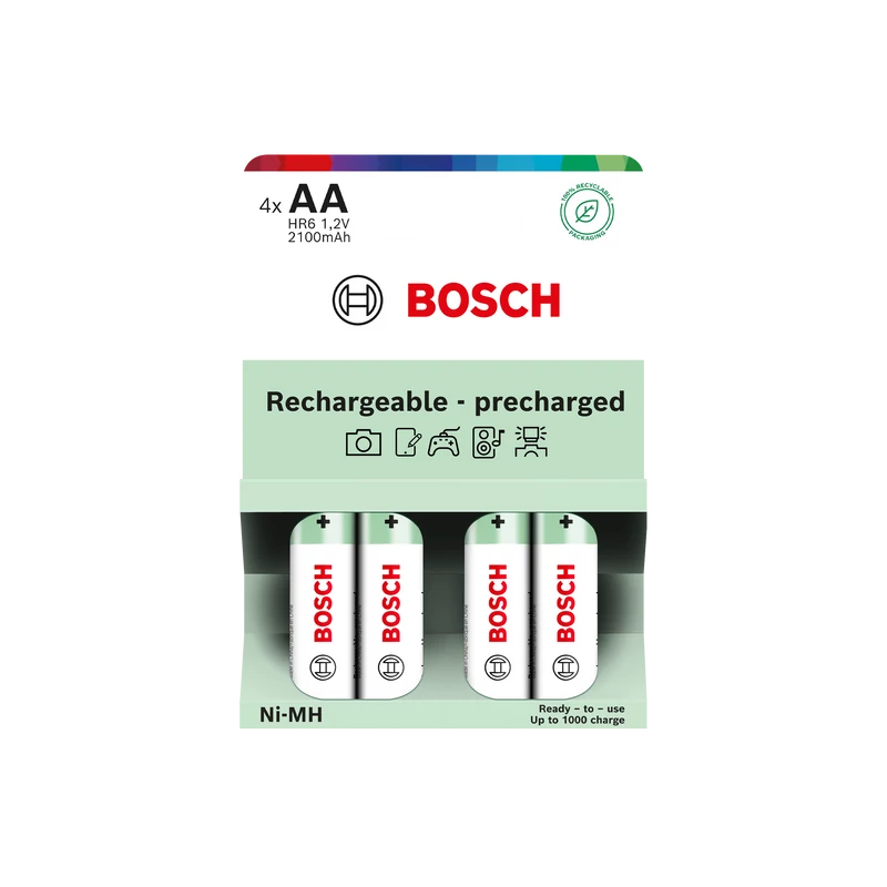 BOSCH RECHARGEABLE NIMH AA 2100MAH BL4