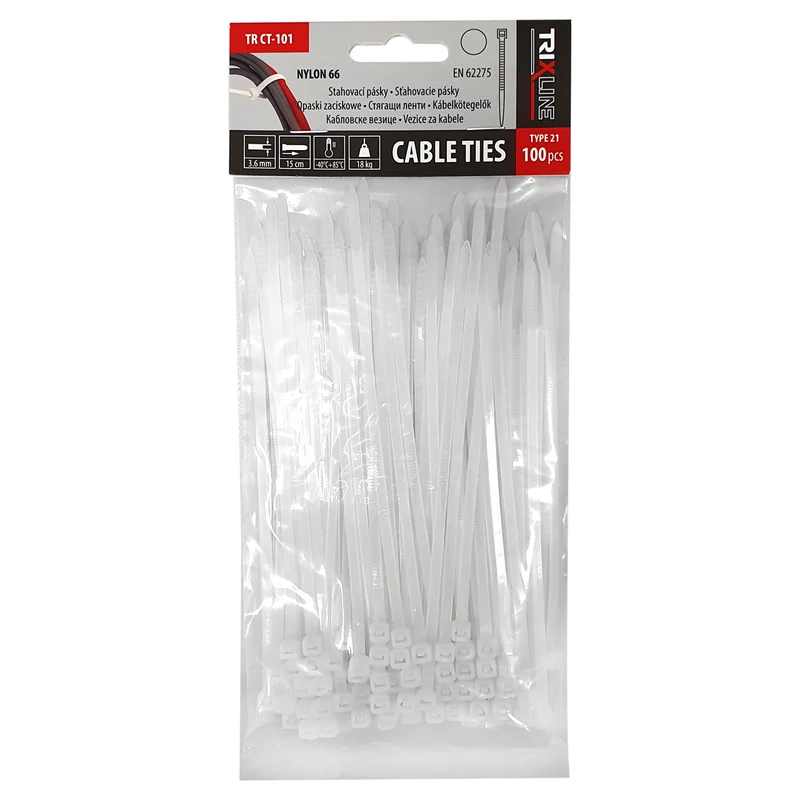TRIXLINE KÁBELKÖTEGELŐ  150*3,6mm WHITE