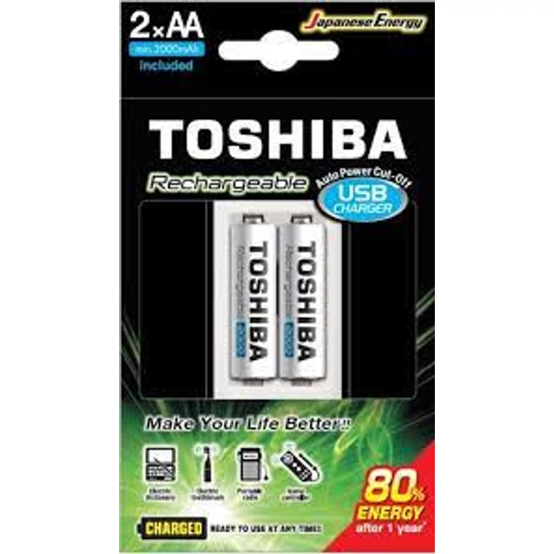TOSHIBA TÖLTŐ+AKKU 2DB AA 2000 mAh