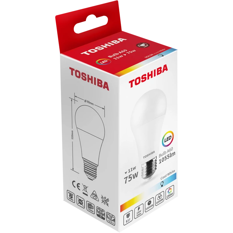 TOSHIBA LED FÉNYFORR. A60 E27 11W 6500K