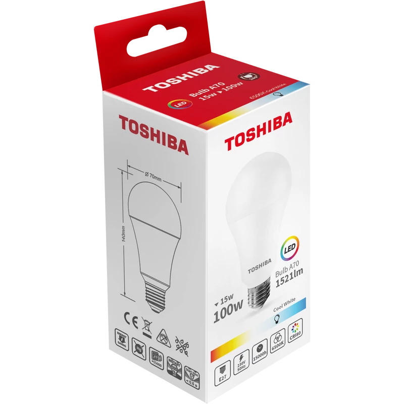 TOSHIBA LED FÉNYFORR. A60 E27 15W 6500K
