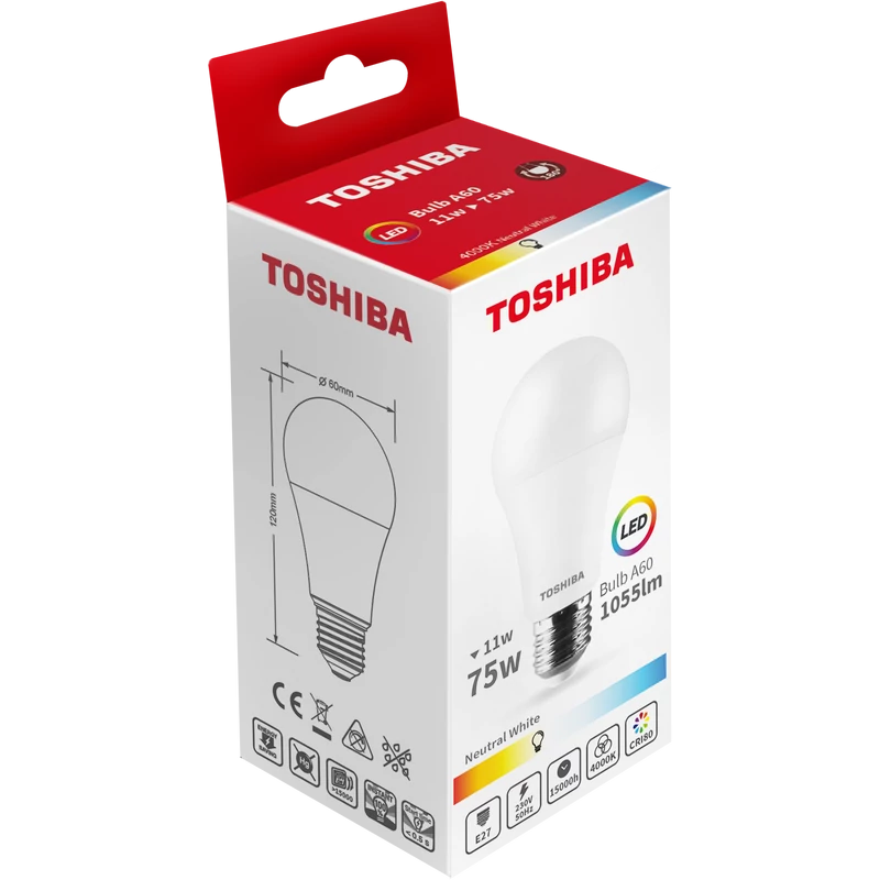 TOSHIBA LED FÉNYFORR. A60 E27 11W 4000K