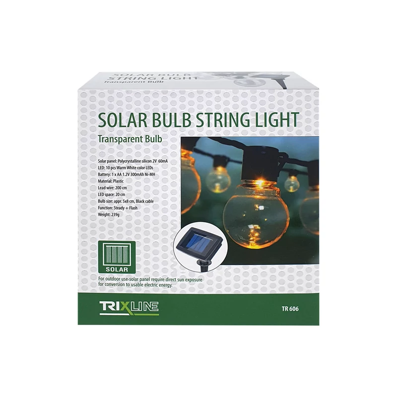 TRIXLINE DEKOR LED SOLAR 2M 10 ŽARULJA TOPL