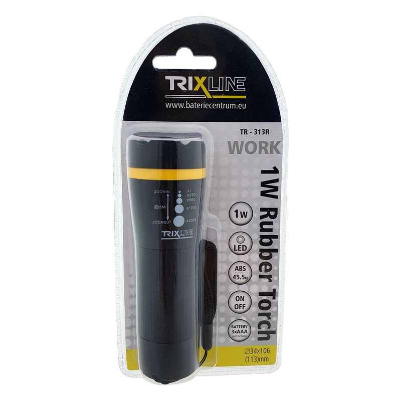 TRIXLINE LED KÉZILÁMPA 1W ZOOM SÁRGA