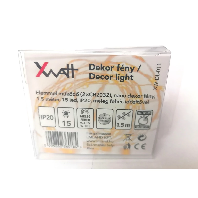XWATT DEKOR FÉNY 1.5M 15 LED MELEG FEHÉR