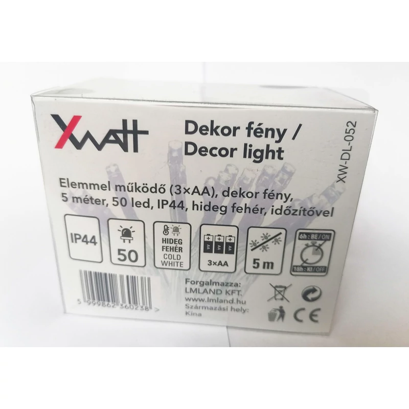 XWATT DEKOR FÉNY 5M 50 LED HIDEG FEHÉR